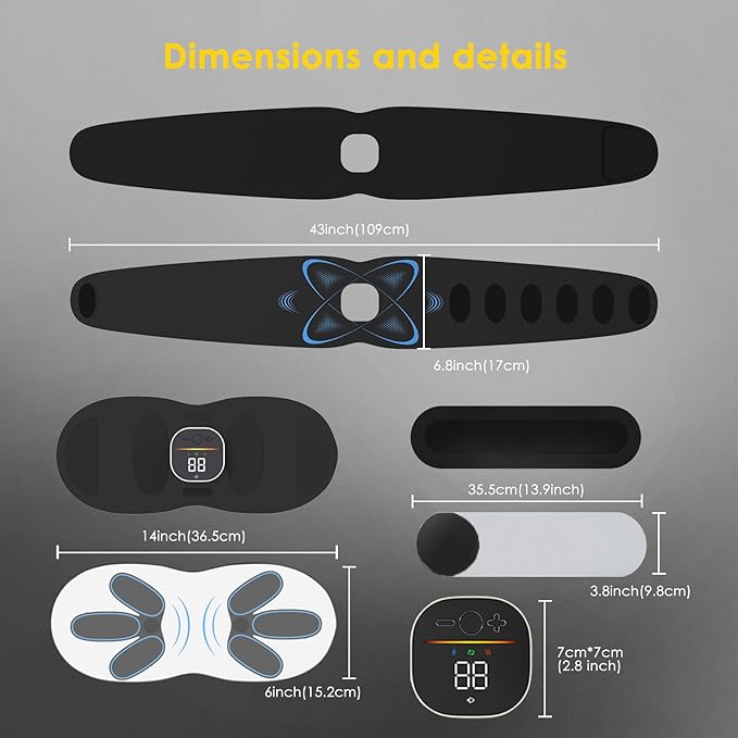 Ab Stimulator Muscle Toner, Abs Stimulator Abdominal Massage Belt with Heat for Belly Fat Burning & Cellulite Melting & Stomach Smooth Firming, Lower Back Massager for Women Men Pain Relief Gifts-Ruum Studio Home