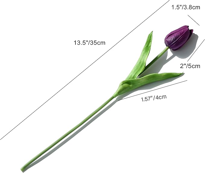 Mandy's Artificial Tulips 20 Stems Grape Purple PU Faux Flowers for Wedding Home Decor 13.5 Inch-Ruum Studio Home