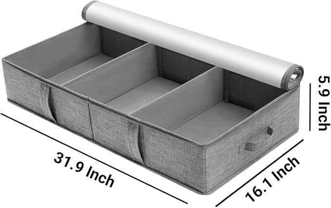 2 Packs Under Bed Storage Containers, Foldable Clothes Draw Organizers with Adjustable Dividers, Handles, Clear Window, Closet Storage Bins for Clothing, Shoes, Blankets-Ruum Studio Home