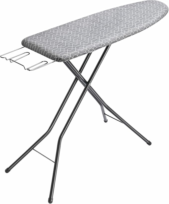 APEXCHASER Full Size Ironing Board with Iron Rest, Lightweight Iron Board with Height Adjustable, Extra Thick Heat-Resistant Cover with Padding, Heavy-Duty Sturdy Metal Legs, 43x13 Grey-Ruum Studio Home