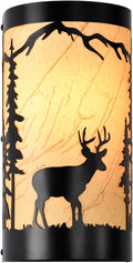 Wall Sconce Light,Deer Metal Yellow Parchment Farmhouse Wall Sconce,Rustic E26 Base Wall Mount Lamp,Vintage Matte Black Bedroom Wall Lights,Indoor Wall Lamps for Living Room,Hallway,Porch-Ruum Studio Home