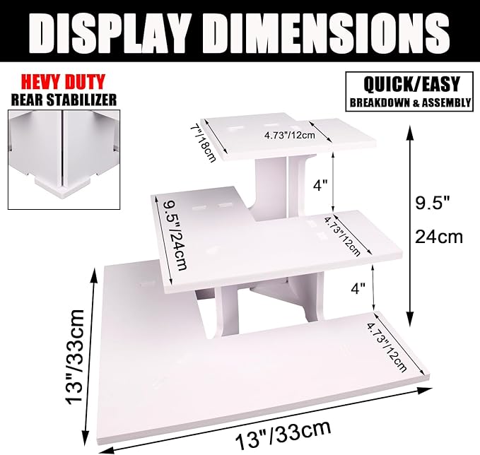 WANLIAN 3-Tier Corner Retail Table Display Stand, Portable Display Rack Shelves for Vendors, Craft Shows, Farmers Market, Pop Up Shop Countertop White Risers for Display, Soap, Candles, Tumblers-Ruum Studio Home