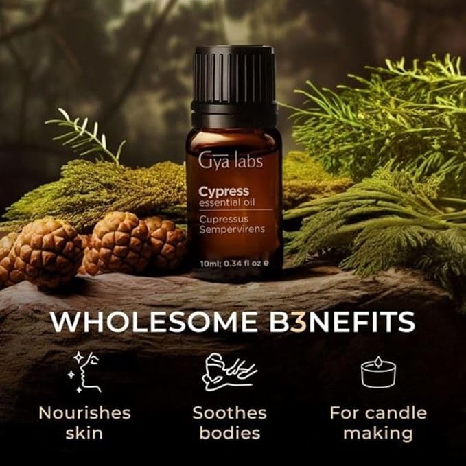 Gya Labs Cypress Essential Oil for Diffuser - 0.34 Fl Oz - 100% Pure Natural Cypress Oil for Aromatherapy & Candle Making Scent-Ruum Studio Home