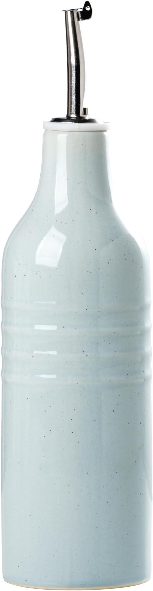 famiware Jupiter 16oz Ceramic Olive Oil Dispenser Bottle, 1 Piece Oil Dispenser for Kitchen with Stainless Steel Pourers, Suitable for Storage Vinegar, Soy Sauce, Coffee Syrup, Light Blue-Ruum Studio Home