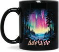 Personalized Winter Landscape Coffee Mug, Custom Northern Lights Ceramic Cup, Enchanted Forest With Vibrant Sky Mug, Custom Choose Name Black Mug 11oz 15oz, Gift For Nature Lovers-Ruum Studio Home