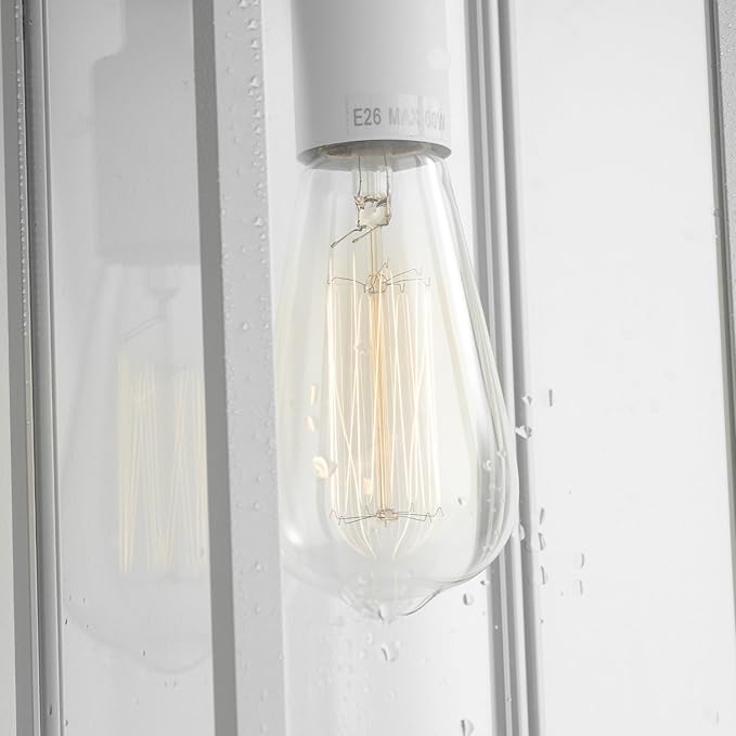mirrea 18" Classic Outdoor Wall Sconce 1 Light in Matte White Rectangular Metal Frame and Clear Glass Shade Waterproof Porch Light Patio Light Pack of 2-Ruum Studio Home