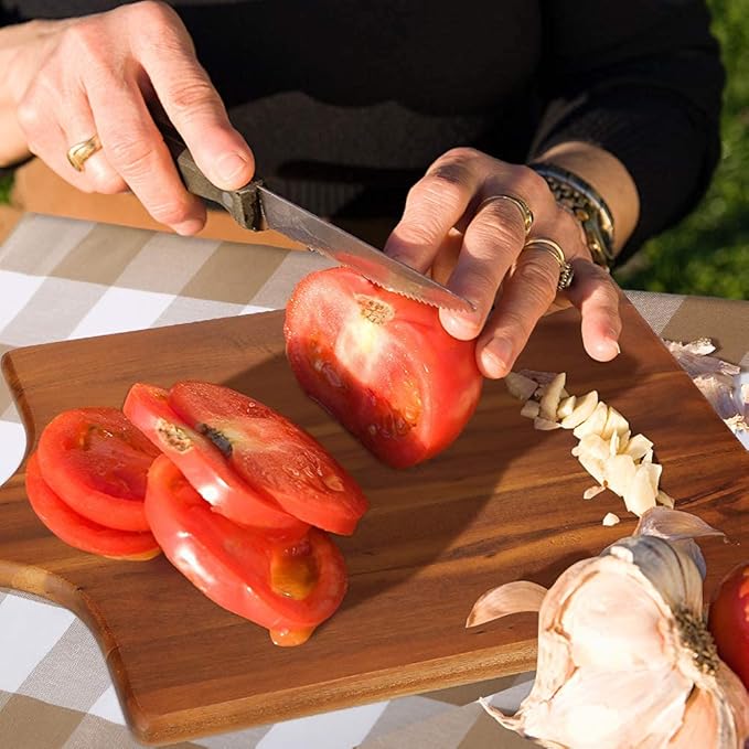 AIDEA Acacia Wood Cutting Board with Handle, Large Wooden Charcuterie Board for Bread, Cheese, Meat, and Fruits, Food Serving Tray for the Kitchen (17" x 11")-Ruum Studio Home