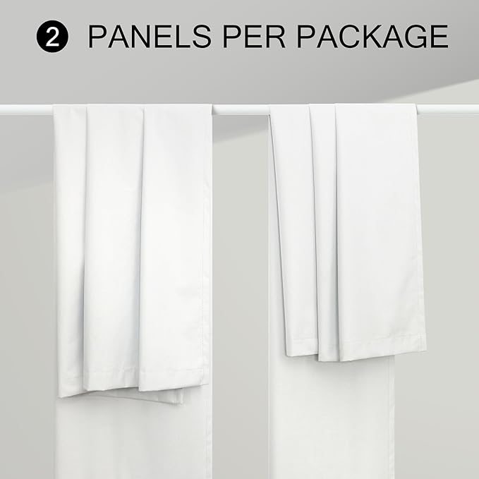 White Blackout Kitchen Curtains 45 Inch Length for Small Window Bedroom Cute Cottage Short Flax Linen Curtain 2 Panel Sets Heat Blocking Insulated Thermal Cafe Drapes Rod Pocket Back Tab 52 x 45 Long-Ruum Studio Home