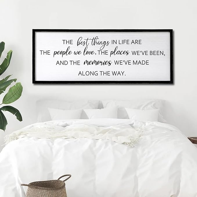 The Best Things in Life Framed Wall Art, 32''×12'' Rustic The Best Things in Life Sign for God Jesus Christ Prayer, Horizontal Holy Inspirational Family Home Decor-Ruum Studio Home