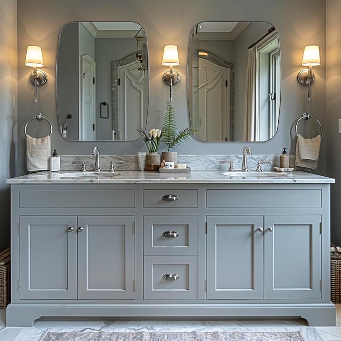 ANDY STAR Chrome Oblong Mirror, 36x48 Inch Polished Chrome Oval Mirror for Bathroom with Stainless Steel Metal Frame, Wall Mouned for Bathroom, Living Room, Entryway-Ruum Studio Home