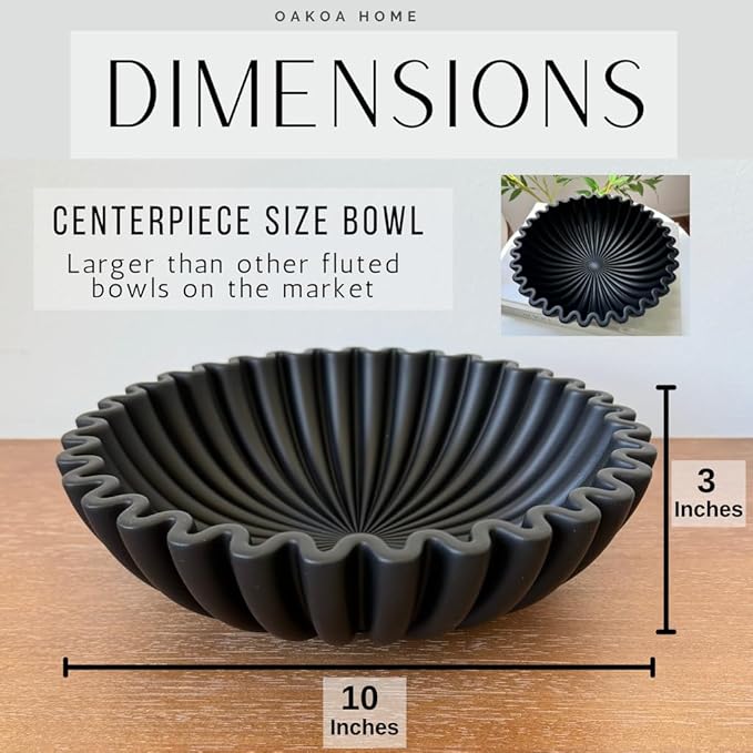OAKOA Concrete Black Decorative Bowl for Home Decor - Black Bowl Decor - Modern Coffee Table Key Bowl for Entryway Table-Ruum Studio Home