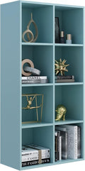 8-Cube Storage Shelf Bookcase - Wooden 4-Tier Floor Standing Open Bookshelf, Modern TV Stand up to 55 Inchs for Home and Office, Light Blue-Ruum Studio Home