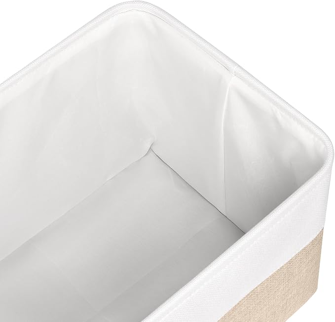 Kntiwiwo Large Fabric Foldable Storage Bin 17" x 11.8" x 9.8" Storage Baskets with Handle Large Cube Storage boxes for Closet, Shelves, Home, Set of 3, Beige-Ruum Studio Home