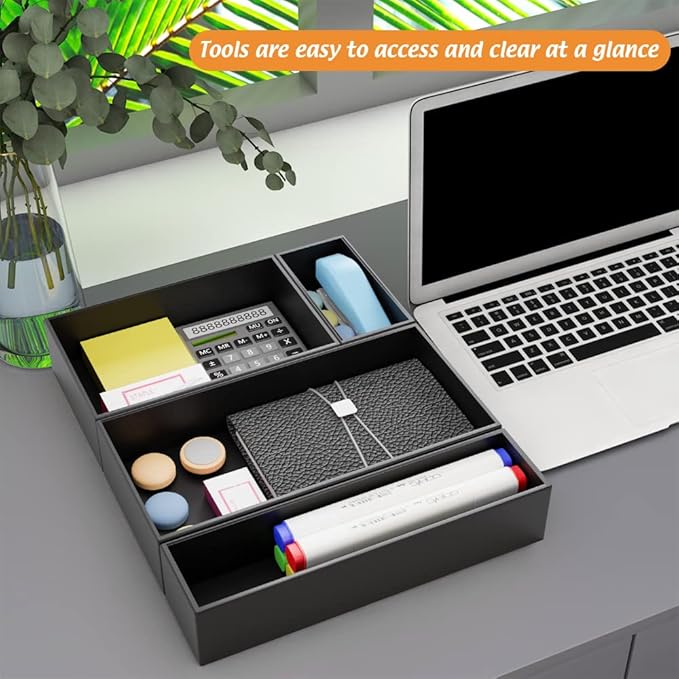 Black Bamboo Drawer Organizer - Silverware&Utensil Holder Organizer for Kitchen Drawers, Multi-Use Drawer Dividers Boxes for Bathroom Counter，Cabinet, Garage, Office Desk, Makeup, Jewelry (9"6"2.5")-Ruum Studio Home