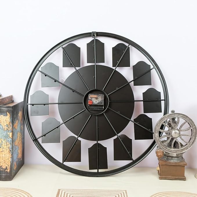 Large Wall Clock Separate Retro Dial Decorative Silent Non Ticking 20 Inch Big Vintage Farmhouse Clocks for Living Room,Black Metal Frame-Ruum Studio Home
