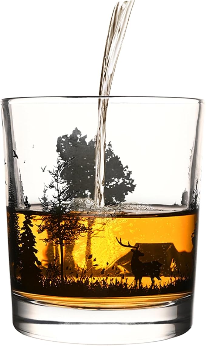 Old Fashioned Whiskey Glasses, Stemless Wine Glasses with Gift Box, 10Oz Rocks Glass for Scotch Cocktail Bourbon Vodka Liquor, Unique Gifts for Dad, Husband, Father's Day, Anniversary-Ruum Studio Home