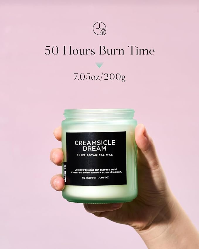 M&SENSE Orange Creamsicle Scented Candle, 7.05oz 50 Hours Slow Burning Non Toxic Natural Soy Wax 2 Wick Candle for Home Scented, Long Lasting Home Fragrance Gifts for Housewarming & Anniversry-Ruum Studio Home