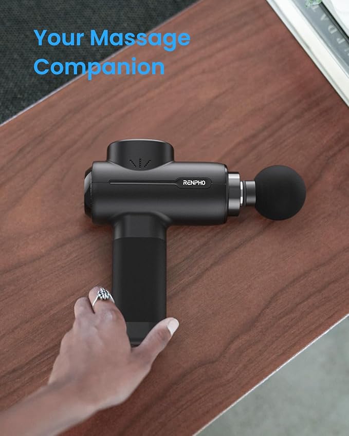 RENPHO Massage Gun Deep Tissue, Portable Percussion Muscle Massager with Bluetooth, Handheld Device for Back and Neck, Carry Case, Gifts for Men and Women-Ruum Studio Home
