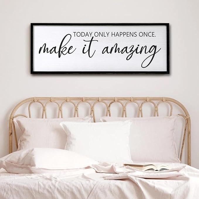 Today Only Happens Once Make It Amazing Framed Wall Art, 40''×15'' Rustic Religious Christian Lords Prayer Sign for God Jesus Christ Prayer, Horizontal Holy Inspirational Catholic Scripture Decor-Ruum Studio Home