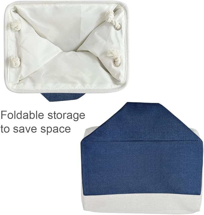 TcaFmac Organization and Storage Basket for Gifts Empty - 16x12x12 inch Large 2 Pack Collapsible Storage Bins for Shelves, Fabric Storage Cubes for Organizing Cloth Toy Kids (White & Jean Blue)-Ruum Studio Home