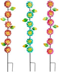 3Pack Flowers Decorative Garden Stakes,Spring Outdoor Metal Flowers Decorations,Metal Yard Art for Outside Patio Porch Decor（22.6 * 5.1IN）-Ruum Studio Home