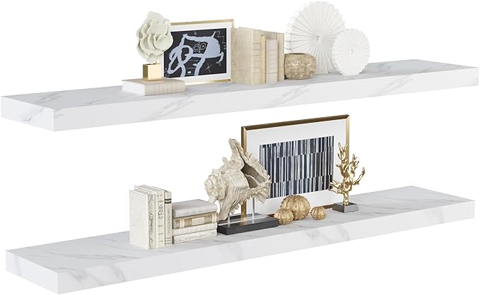 BAMEOS Floating Shelves,40 in W x 8in D Wall Mounted Wooden Shelves with Invisible Brackets Set of 2, Hanging Wall Shelves Decoration for Bedroom, Bathroom, Living Room and Kitchen-Ruum Studio Home