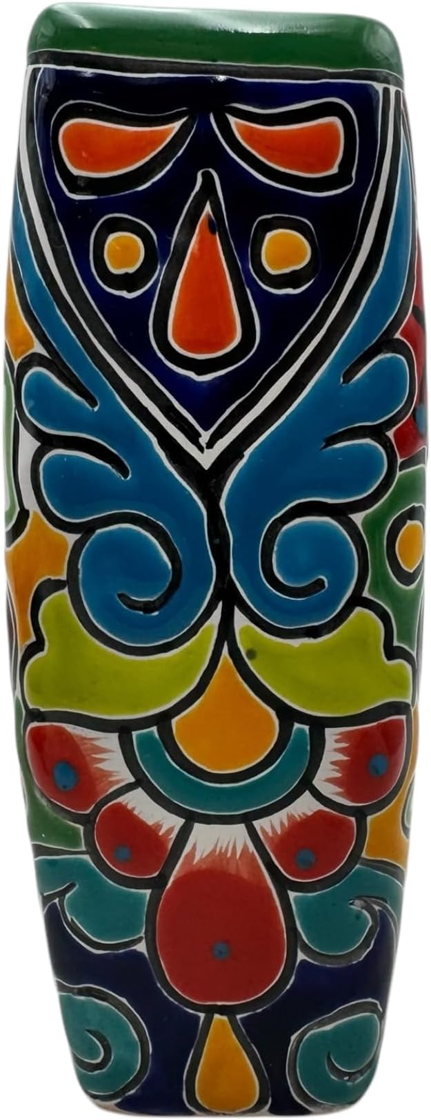 Talavera Planter Pot Square Vase Folk Art Mexican Pottery Handmade Hand Painted Home Decor Indoor Multicolor Outdoor 9.25" (Multi 12)-Ruum Studio Home