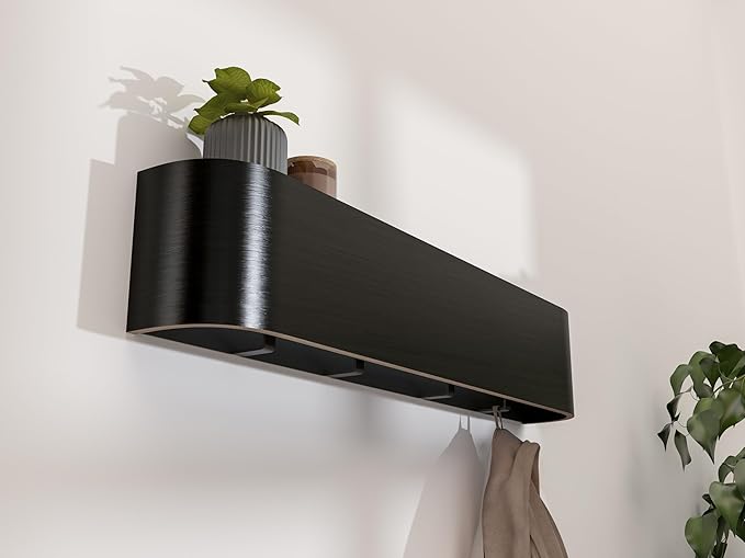 OLEEK Wall Coat Rack with Shelf - Wall Shelf with Hooks - entryway Hooks - Modern Coat Rack - Wooden Mount for Home Decor - Jacket Hanger - Coat Hanger Wall Mount-Ruum Studio Home