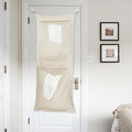 100% Linen Hanging Laundry Bag with 2 Compartments, Over the Door Laundry Hamper, Dirty Clothes Space Saving Organizer 19.7 x 47 Inches, Linen-Ruum Studio Home