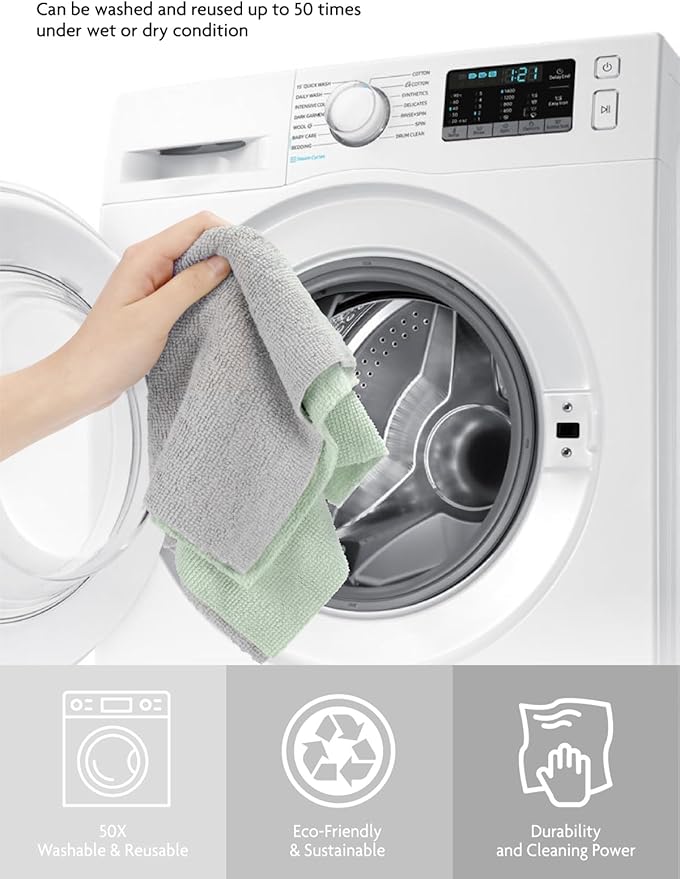 Fantasticlean Microfiber Cleaning Cloth Roll -75 Pack, Tear Away Microfiber Towels, 12" x 12", Reusable, Washable, Scratch Free, Ultra Absorbent Dish Rags for Car, Home, Garage or Shop (Moss Green)-Ruum Studio Home