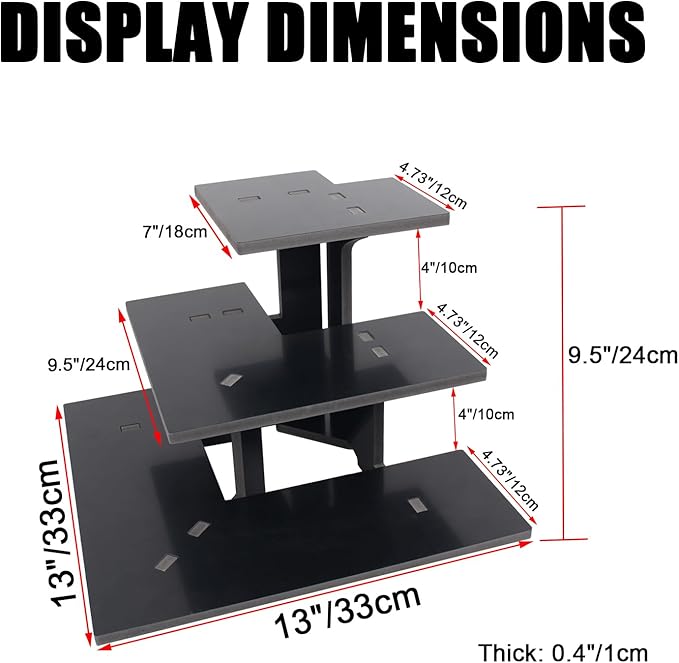 WANLIAN 3-Tier Corner Retail Table Display Stand, Portable Display Rack Shelves for Vendors, Craft Shows, Farmers Market, Pop Up Shop Countertop Black Risers for Display, Soap, Candles, Tumblers-Ruum Studio Home