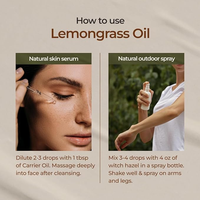 Gya Labs Lemongrass Essential Oil for Diffuser - 0.34 Fl Oz - 100% Pure Natural - Lemongrass Oil for Hair, Skin, Herbaceous, Candle Making Scent-Ruum Studio Home