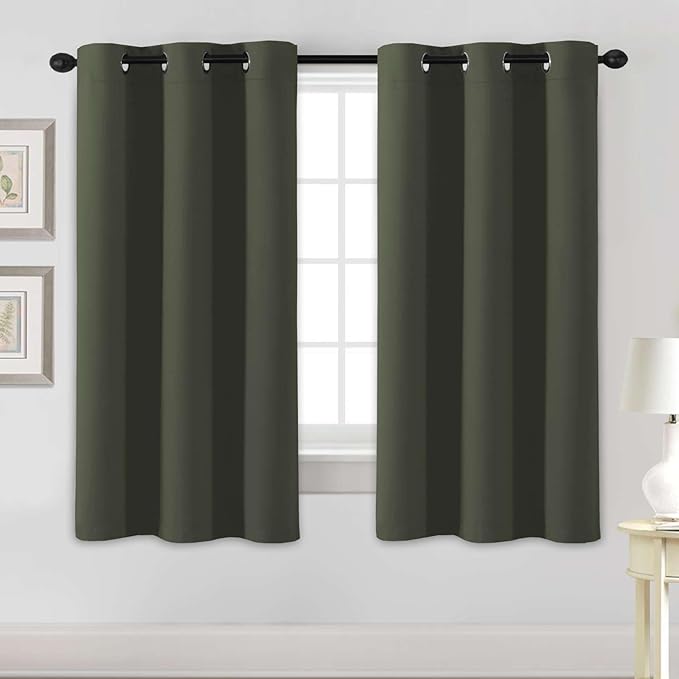 H.VERSAILTEX Blackout Curtains for Bedroom Thermal Insulated Room Darkening Living Room Curtains 63 Inch Long Grommet Privacy Protection Window Curtain Panels/Drapes for Nursery, 2 Panels, Olive-Ruum Studio Home