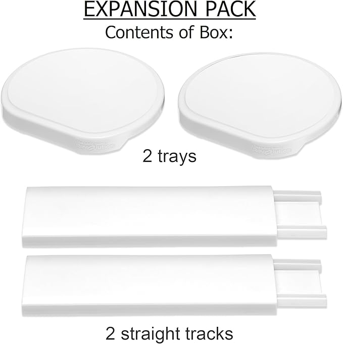Expansion Pack - White - 2 Straight Tracks and 2 Trays. Does not Work Without the Lazy Susan Revolution Full Set (Sold Separately).-Ruum Studio Home