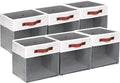 HNZIGE 11x11 Cube Storage Bins for Cube Organizer, Clear Fabric Storage Cubes for Storage Shelves, Collapsible Decorative Storage Bins for Clothes Closet Toys Cubby Storage Bin(White Gray 6 PCS-Ruum Studio Home