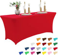 IVAPUPU 6FT Table Cloth for Rectangular Fitted Events Stretch Red Table Covers Washable Cover Spandex Tablecloth Protector for Party, Wedding, Cocktail, Banquet, Festival-Ruum Studio Home