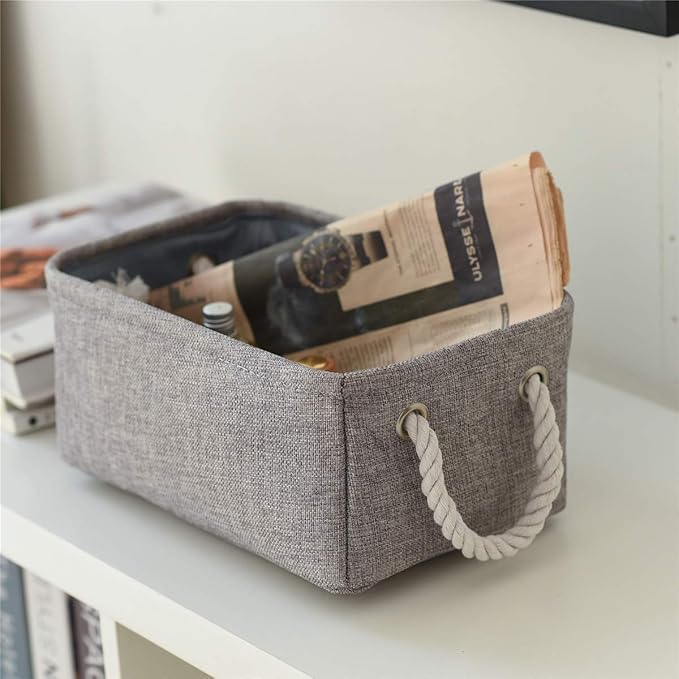 TheWarmHome Storage Bins Basket - Storage Baskets for Organizing Shelves,Home Closet Organizer for Book Shelf Organization,Fabric Storage Cubes,Medium Decorative Grey Basket Gift-Ruum Studio Home