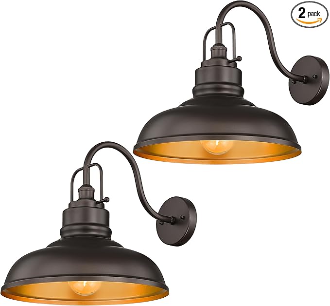 zeyu 2 Pack Gooseneck Barn Lights Outdoor, Outdoor Wall Sconces for Porch Patio, 18" Farmhouse barn Lights in Oil Rubbed Bronze Finish, 016-1BL-2 ORB-Ruum Studio Home
