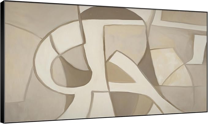 SIGNWIN 30"x60" Extra Large Framed Wall Art Neutral Abstract Geometric in Mid-Century Style, Retro-Inspired Design for Home Living Room Bedroom Decor (Frame Assembly Required)-Ruum Studio Home