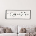 Stay Awhile Sign Wall Decor 32"X12" Large Solid Wood Frame For Hallway Living Room Entryway Farmhouse Wall Art Lets Stay Family Home Rustic Hanging Decoration (Black)-Ruum Studio Home
