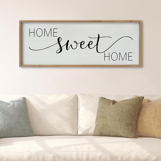 SRSZHIYUE Home Sweet Home Sign 40"x15" for Farmhouse Rustic Large Family Living Room Over Couch Modern Horizontal Wall Decor, Wood Framed Plaques Art Decorative (Wood)-Ruum Studio Home