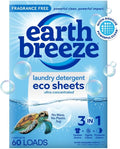 Earth Breeze Laundry Detergent Sheets Fragrance-Free - 60 Loads Eco Liquidless Soap - Travel-Friendly for Hot & Cold Cycles, Tackles Tough Stains & Odors - Gentle on Sensitive Skin, 30 Ct-Ruum Studio Home