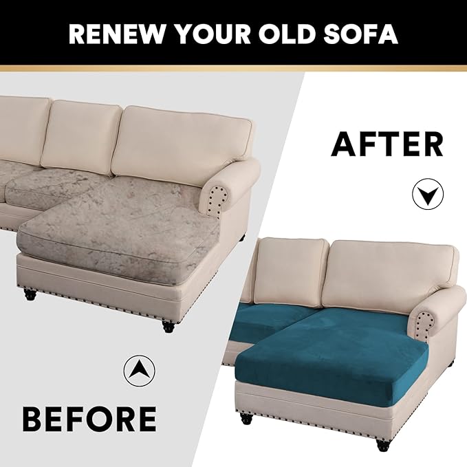 PrinceDeco Sectional Couch Covers 4 Pieces Couch Covers for Sectional Sofa Velvet Separate Sectional Couch Covers L Shape for Left/Right Chaise Sectional Couch(3 Seater + 1 Chaise,Deep Teal)-Ruum Studio Home
