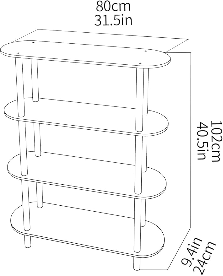 Clear Bookshelf, Acrylic Bookcase with Open Book Shelf for Office Living Room Bedroom (4 Tier Orange)-Ruum Studio Home