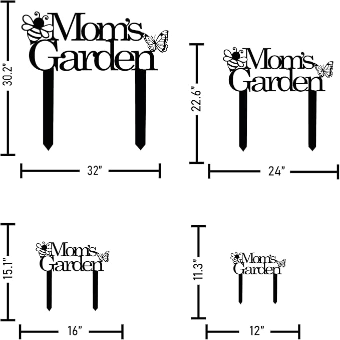Custom Patio Meta Sign with Stake, Bee and Butterfly Decoration, Farmhouse Yard Art - Personalized Gardener Name, Gift for Mom & Grandma-Ruum Studio Home