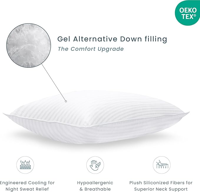 Threadmill Bed Pillows Queen Size Set of 2 | Soft Down Alternative Cooling Bed Pillow for Sleeping | Soft Pillows for Bed | 20x30 Hotel Pillow, Queen Pillows 2 Pack for Back, Stomach or Side Sleepers-Ruum Studio Home
