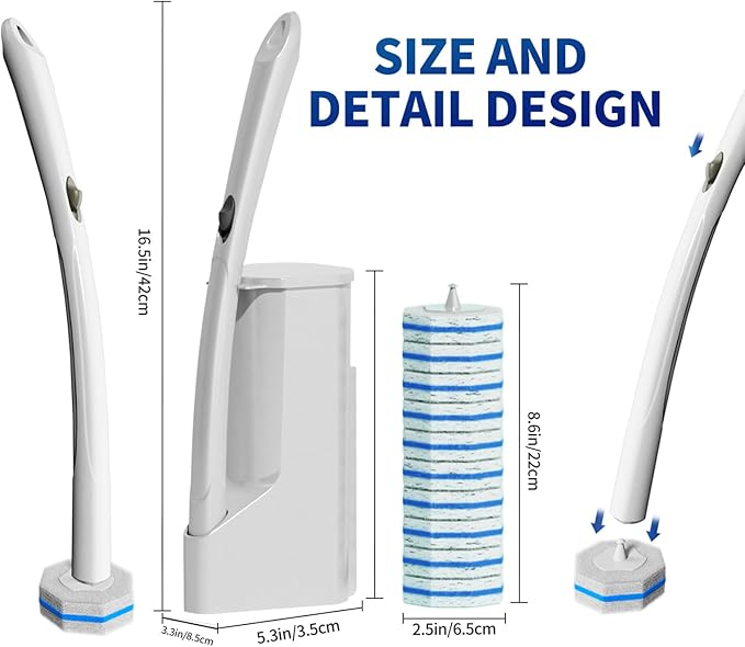 Disposable Toilet Brush Cleaning System, Two Sets of Wands and 60p Refills Pads Replacement Heads, Wall Mounted Toliet Stick Wand Starter Kit Bathroom Maintenance, Toilet Bowl Cleaner Holder-Ruum Studio Home