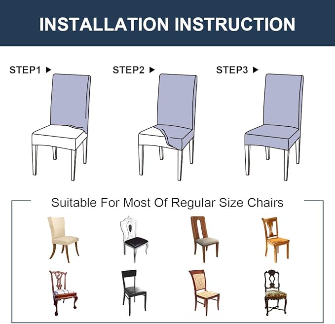 JQinHome 6 Pcs Dining Chair Slipcover,High Stretch Removable Washable Chair Seat Protector Cover for Home Party Hotel Wedding Ceremony (Camel)