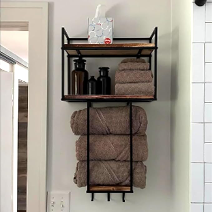 Towel Rack Wall Mounted - Space-Saving Design for Small Bathrooms - Versatile Organizer for Towels, Blankets, and More - Ideal for RVs and Hotels-Ruum Studio Home