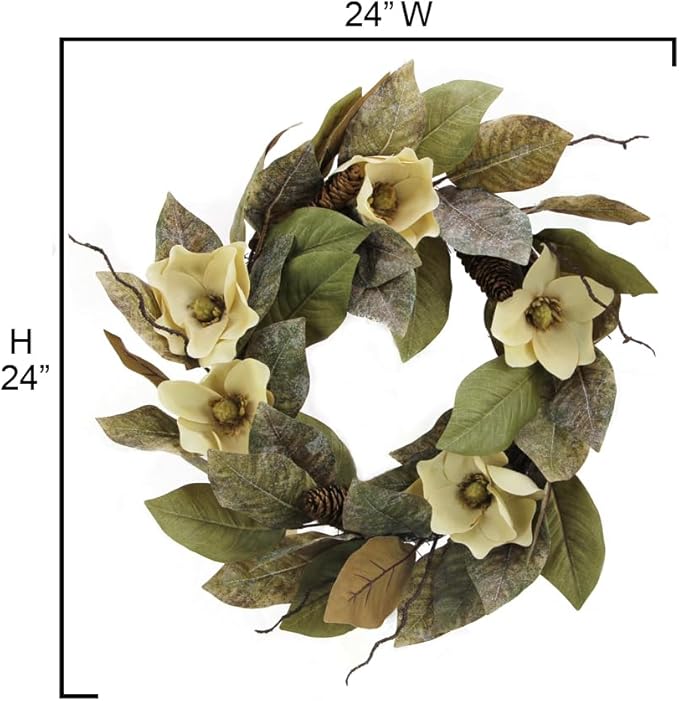 Admired By Nature 24" Magnolia Pine for Home Office Front Door Wreath, Wall Hanging Arrangement Decoration-Ruum Studio Home